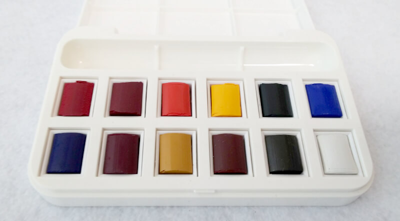 W&N透明水彩絵具｜コットマンハーフパン12色セットの色見本＆使用感 